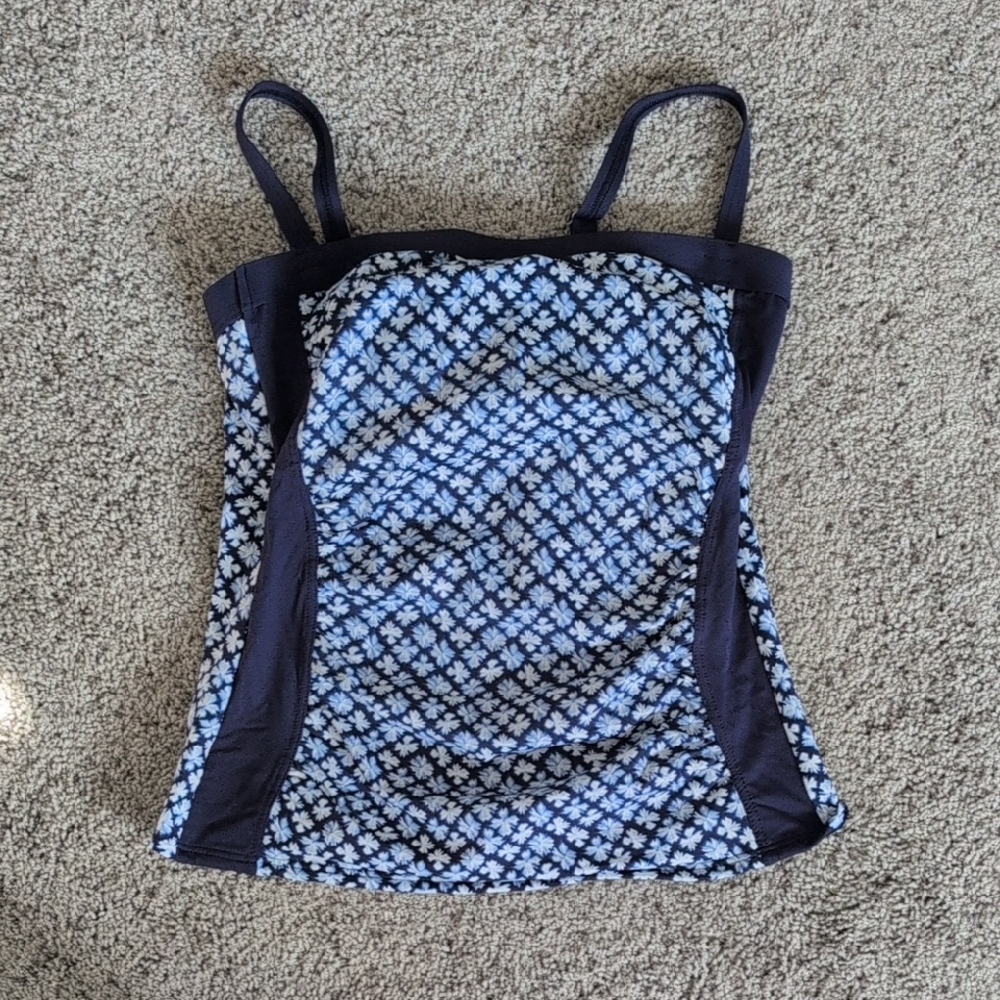 Lands' End Navy Blue Floral Bathing Suit top - New